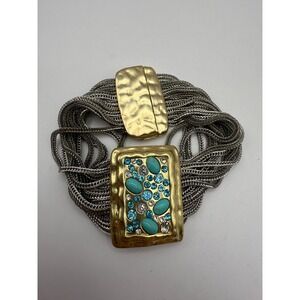 Vintage Multi Strand Chain Bracelet - Magnetic Layered Gold Tone Jewelry